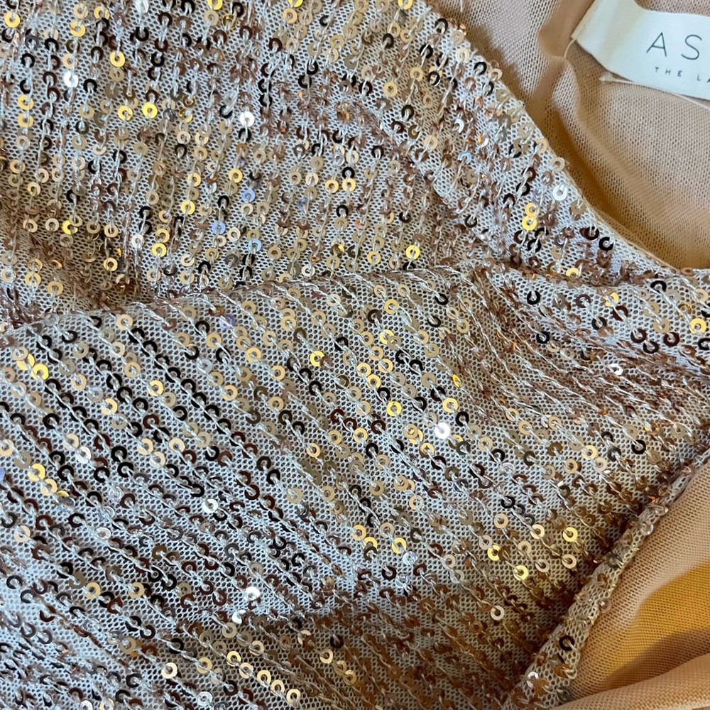 ASTR Sequin Bodysuit Rose Gold size Small - Picture 5 of 6